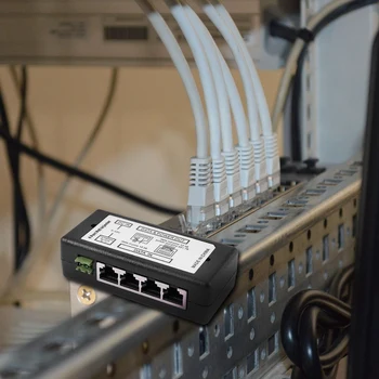 4-port Poe Инжектор Poe Адаптер Ethernet Конектор за захранване от 4.5 (+)/7,8 (-) Вход Dc12v-Dc48v За IP камери