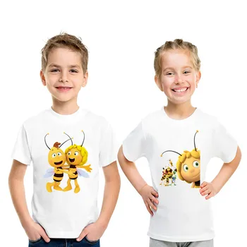 Нова Тениска За момчета, Тениска За момчета с Хубави Шарките на Пчелите Мая, Лятна Забавна Детска Тениска с Къс ръкав, Дрехи за момичета, Детски Блузи