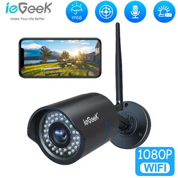 ieGeek 1080 P Външни Камери за видеонаблюдение с Wi-Fi интернет 7/24 Запис за Откриване на Движение, Push-Предупреждение за телефон/PC