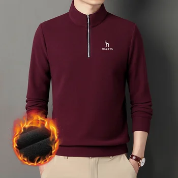 Мъжки облекла за голф HAZZYS, есенно-зимна Риза с дълги ръкави, Младежта мъжки Топло hoody с качулка на цип, и яката-часова, модерен случайни топ