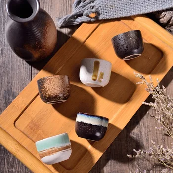 Ръчно Рисувани Керамични Кафеена Чаша Японски Стил Саке Винени Чаши Малки Творчески Традиционните Реколта Чаени Чаши, Порцеланови Чаши За Еспресо