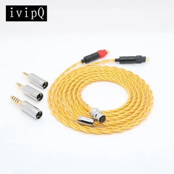 ivipQ 4 Ядра Сменяеми Свещи 5N Посеребренный мед и медно-сребърна сплав Разход на кабел за слушалки, за HD580 HD650 HD800