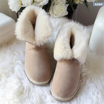2022 Дамски обувки от естествена вълна, дамски зимни обувки от естествена овча кожа, Ежедневни Зимни Обувки, Дамски Кожени зимни обувки