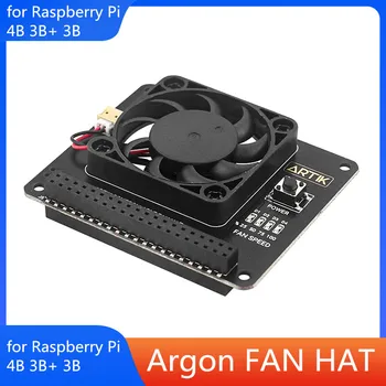 Аргон ФЕН ШАПКА за Raspberry Pi 4B 3Б + 3Б Контрол на температурата Вентилатор с Функция за Бутона на Захранването, поддръжка на Аргон НЕО Калъф за Pi 4B