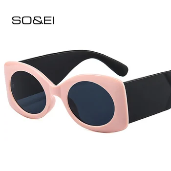 SO & EI Модни Цветни Квадратни Дамски Слънчеви Очила Реколта Маркови Дизайнерски Очила С Овални Лещи Мъжки Широки Слънчеви Очила Нюанси UV400